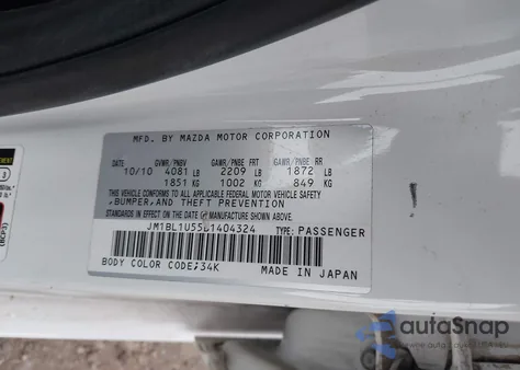 2011 Mazda Mazda3 S Sport z USA, uszkodzony, nr VIN JM1BL1U55B1404324